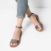 imageDREAM PAIRS Womens One Band Ankle Strap Buckle Flat SandalsPewterPu