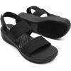 imageDREAM PAIRS Womens Walking Sandals Lightweight Soft Footbed Low Wedge Comfort Indoor Outdoor Flat SandalsAll Black