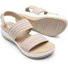 imageDREAM PAIRS Womens Walking Sandals Lightweight Soft Footbed Low Wedge Comfort Indoor Outdoor Flat SandalsBeige