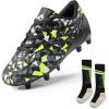 imageDREAM PAIRS Boys Girls Soccer Cleats Youth Firm Groud Athletic Outdoor Trainning Football Shoes for LittleBig KidBlackNeonGreenSock