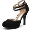 imageDREAM PAIRS Office02 Womens Classy Mary Jane Double Ankle Strap Almond Toe High Heel PumpsBlack