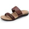 imageDREAM PAIRS Womens Arch Support Slides Flat Sandals Soft Cushion Slippers With Adjustable StrapsBrown