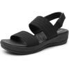 imageDREAM PAIRS Womens Walking Sandals Lightweight Soft Footbed Low Wedge Comfort Indoor Outdoor Flat SandalsAll Black