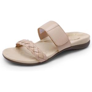imageDREAM PAIRS Womens Arch Support Slides Flat Sandals Soft Cushion Slippers With Adjustable StrapsNude