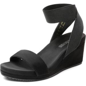 imageDREAM PAIRS Womens Elastic Ankle Strap Open Toe Platform Wedge Sandals Comfortable Summer ShoesBlack