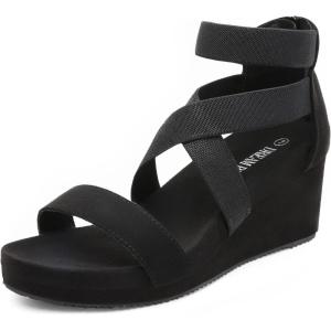 imageDREAM PAIRS Womens Elastic Ankle Strap Open Toe Platform Wedge Sandals Comfortable Summer ShoesBlack3