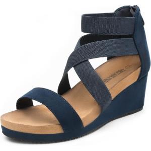 imageDREAM PAIRS Womens Elastic Ankle Strap Open Toe Platform Wedge Sandals Comfortable Summer ShoesNavy3