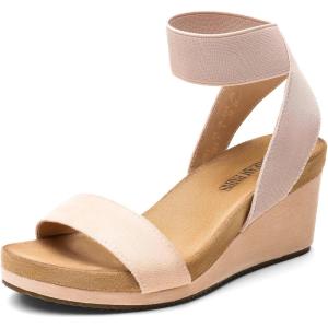 imageDREAM PAIRS Womens Elastic Ankle Strap Open Toe Platform Wedge Sandals Comfortable Summer ShoesNude