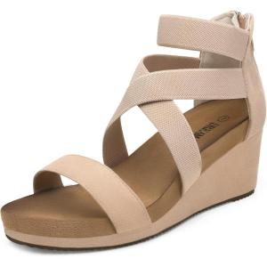 imageDREAM PAIRS Womens Elastic Ankle Strap Open Toe Platform Wedge Sandals Comfortable Summer ShoesNude3