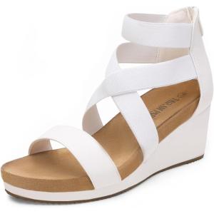 imageDREAM PAIRS Womens Elastic Ankle Strap Open Toe Platform Wedge Sandals Comfortable Summer ShoesWhite3
