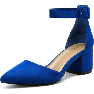 imageDREAM PAIRS Womens Low Heel Pump ShoesRoyalBlue