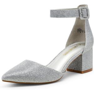 imageDREAM PAIRS Womens Low Heel Pump ShoesSilverGlitter