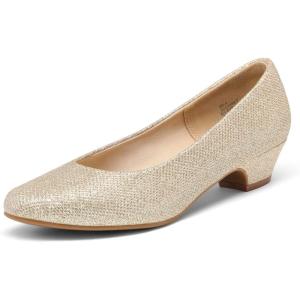 imageDREAM PAIRS Womens Mila Low Chunky Heel Pump ShoesGoldGlitter