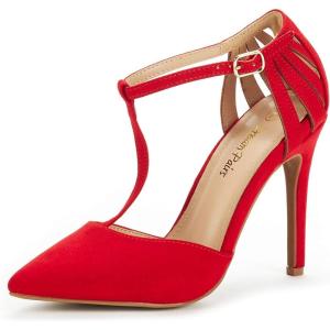 imageDREAM PAIRS Womens OppointedMary Pump ShoeRedSuede