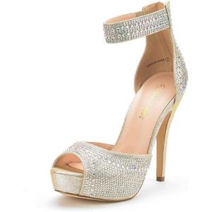 imageDREAM PAIRS Womens Swan05 High Heel Platform Dress Pump ShoesShineGold