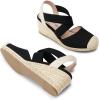 imageDREAM PAIRS Womens Close Toe Espadrilles Platform Slip on Elastic Criss Cross Straps Dressy Wedges SandalsBlackBeige