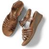 imageDREAM PAIRS Womens Comfortable Strappy Low Heel Open Toe SlipOn Wedge Sandals Arch Support for Summer Dressy ShoesBrown