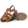imageDREAM PAIRS Womens Fisherman Gladiator Braided Flat Sandal Cute Woven Strappy Closed Toe Shoes for SummerDark Brown