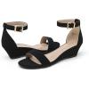 imageDREAM PAIRS Womens Ingrid Ankle Strap Low Wedge SandalBlackNubuck