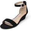 imageDREAM PAIRS Womens Ingrid Ankle Strap Low Wedge SandalBlackNubuck