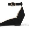 imageDREAM PAIRS Womens Ingrid Ankle Strap Low Wedge SandalBlackNubuck