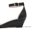 imageDREAM PAIRS Womens Ingrid Ankle Strap Low Wedge SandalBlackPu