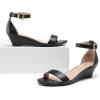 imageDREAM PAIRS Womens Ingrid Ankle Strap Low Wedge SandalBlackPu