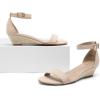 imageDREAM PAIRS Womens Ingrid Ankle Strap Low Wedge SandalEspadrillesNudeSuede
