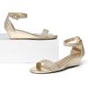 imageDREAM PAIRS Womens Ingrid Ankle Strap Low Wedge SandalGoldPlaid