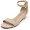 imageDREAM PAIRS Womens Ingrid Ankle Strap Low Wedge SandalNudeSuede