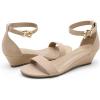 imageDREAM PAIRS Womens Ingrid Ankle Strap Low Wedge SandalNudeSuede