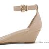 imageDREAM PAIRS Womens Ingrid Ankle Strap Low Wedge SandalNudeSuede