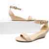 imageDREAM PAIRS Womens Ingrid Ankle Strap Low Wedge SandalNudepu1