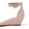 imageDREAM PAIRS Womens Ingrid Ankle Strap Low Wedge SandalPinkSuede
