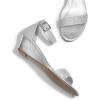 imageDREAM PAIRS Womens Ingrid Ankle Strap Low Wedge SandalSilverPlaid
