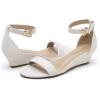 imageDREAM PAIRS Womens Ingrid Ankle Strap Low Wedge SandalWhitePu2