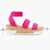 imageDREAM PAIRS Womens Open Toe Ankle Strap Casual Flatform Platform Wedges SandalsNeon Pink1