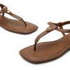 imageDREAM PAIRS Womens TStrap Thong Flat Sandals with Cute Square Toe Strappy for SummerBrown