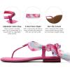 imageDREAM PAIRS Womens TStrap Thong Flat Sandals with Cute Square Toe Strappy for SummerHot Pink