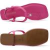 imageDREAM PAIRS Womens TStrap Thong Flat Sandals with Cute Square Toe Strappy for SummerHot Pink