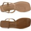 imageDREAM PAIRS Womens TStrap Thong Flat Sandals with Cute Square Toe Strappy for SummerNude