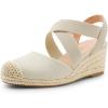 imageDREAM PAIRS Womens Close Toe Espadrilles Platform Slip on Elastic Criss Cross Straps Dressy Wedges SandalsBeige