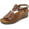imageDREAM PAIRS Womens Comfortable Strappy Low Heel Open Toe SlipOn Wedge Sandals Arch Support for Summer Dressy ShoesBrown