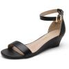 imageDREAM PAIRS Womens Ingrid Ankle Strap Low Wedge SandalBlackPu