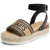 imageDREAM PAIRS Womens Platform Espadrilles Casual Ankle Strap Wedge Sandals Comfortable Dressy Summer ShoesBlackBrownknit