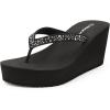 imageDREAM PAIRS Womens Platform Flip Flop Rhinestones Arch Support Comfortable Soft Cushion Wedge Flip Flops Summer Thong SandalsBlack