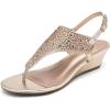 imageDREAM PAIRS Womens Wedge Thong Sandals Summer Rhinestone Dress Shoes for WeddingGold