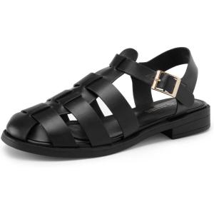 imageDREAM PAIRS Womens Fisherman Gladiator Braided Flat Sandal Cute Woven Strappy Closed Toe Shoes for SummerBlackpu