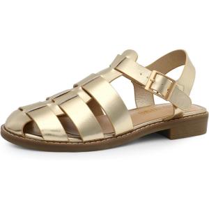 imageDREAM PAIRS Womens Fisherman Gladiator Braided Flat Sandal Cute Woven Strappy Closed Toe Shoes for SummerGoldmetallic