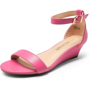 imageDREAM PAIRS Womens Ingrid Ankle Strap Low Wedge SandalHot Pinkpu
